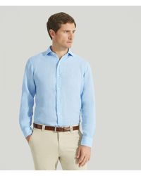 Harvie & Hudson - Sky Blue Pure Linen Shirt - Lyst