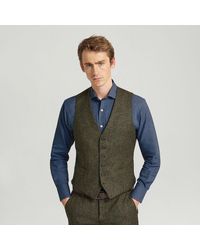 Harvie & Hudson - Moss Green Donegal Waistcoat - Lyst