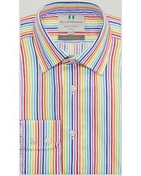 Harvie & Hudson - Multi Stripe Button Cuff Classic Fit Shirt - Lyst