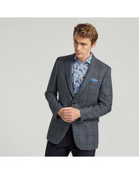 Harvie & Hudson - Blue Tweed Check Jacket - Lyst