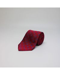 Harvie & Hudson - Red Elephants Woven Silk Tie - Lyst