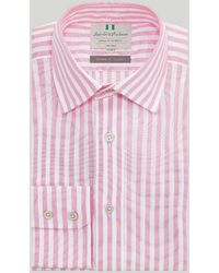 Harvie & Hudson - Pink Bold Stripe Button Cuff Classic Fit Shirt - Lyst