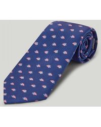 Harvie & Hudson - Navy Fish Printed Silk Tie - Lyst