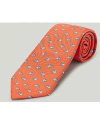 Harvie & Hudson - Orange Fish Printed Silk Tie - Lyst