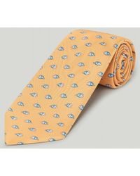 Harvie & Hudson - Yellow Fish Printed Silk Tie - Lyst