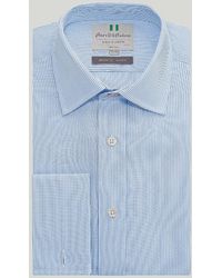 Harvie & Hudson - Blue Narrow Stripe Double Cuff Classic Fit Shirt - Lyst