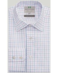 Harvie & Hudson - Blue And Lilac Double Check Button Cuff Classic Fit Shirt - Lyst