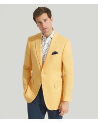 Harvie & Hudson - Yellow Herringbone Linen Jacket - Lyst