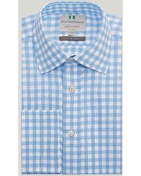 Harvie & Hudson - Sky Blue Gingham Check Double Cuff Classic Fit Shirt - Lyst