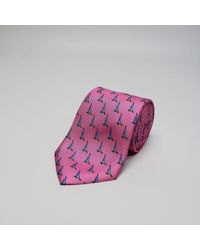 Harvie & Hudson - Pink Sailing Boats Printed Silk Tie - Lyst