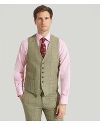 Harvie & Hudson - Sage Green Tweed Check Waistcoat - Lyst
