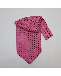 Harvie & Hudson - Pink With Blue Spot Silk Cravat - Lyst