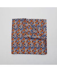 Harvie & Hudson - Orange And Blue Petals Printed Silk Hank - Lyst