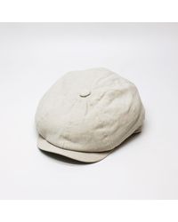 Harvie & Hudson - Stone Linen And Cotton Bakerboy Cap - Lyst