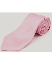 Harvie & Hudson - Pink Plain Woven Silk Tie - Lyst