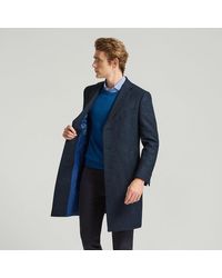 Harvie & Hudson - Dark Blue Marl Wool Coat - Lyst
