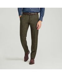 Harvie & Hudson - Moss Green Donegal Unfinished Trouser - Lyst