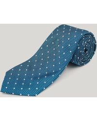 Harvie & Hudson - Teal And White Spot Woven Silk Tie - Lyst
