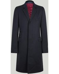 Harvie & Hudson Navy Wool Covert Coat - Blue