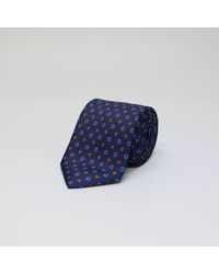 Harvie & Hudson - Dark Blue Daisies Printed Silk Tie - Lyst