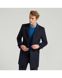 Harvie & Hudson - Navy Wool Short Coat - Lyst