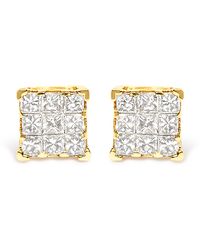 Haus of Brilliance - 14K 1/2 Cttw Invisible Set Princess-Cut Diamond 9 Stone Square Stud Earrings (J-K Color, Si2-I1 Clarity) - Lyst