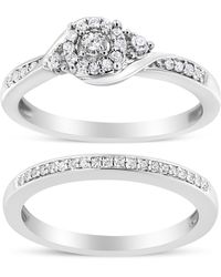 Haus of Brilliance - 925 Sterling 1/4 Cttw Diamond Halo And Swirl Engagement Ring And Wedding Band Set - Lyst