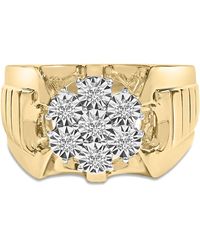 Haus of Brilliance - 14K Plated .925 Sterling 1/3 Cttw Miracle-Set Floral Diamond Cluster Ring (I-J Color, I1-I2 Clarity) - Lyst