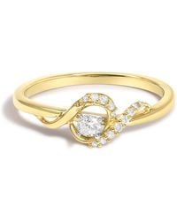 Haus of Brilliance - 14K Flash Plated .925 Sterling 1/6 Cttw Diamond Swirl And Halo Promise Ring (I-J Color, I3 Clarity)- Size 7 - Lyst