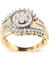 Haus of Brilliance - 10K 1 Cttw Round And Baguette Cut Diamond Cluster Swirl Band Ring (H-I Color, I1-I2 Clarity) - Lyst
