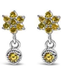 Haus of Brilliance - 925 Sterling 1/10 Cttw Diamond Star Stud With Bezel Drop Dangle Earrings Color, I2-I3 Clarity) - Lyst