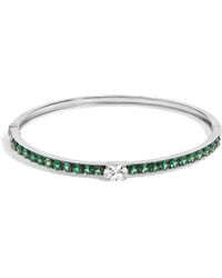 Haus of Brilliance - 925 Sterling Created Sapphire And Emerald Semi Eternity Bangle Bracelet - Lyst