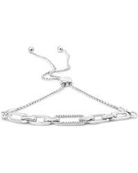 Haus of Brilliance - 925 Sterling 1/10 Cttw Diamond Paperclip Link Adjustable Bolo Bracelet (I-J Color, I2-I3 Clarity) - Lyst