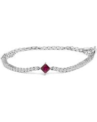 Haus of Brilliance - 925 Sterling Created Ruby And Sapphire Adjustable Tennis Chain Bracelet - Lyst