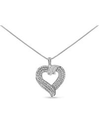 Haus of Brilliance - 925 Sterling 1.00 Cttw Baguette Diamond Composite Open Heart 18" Inch Pendant Necklace (I-J Color, I1-I2 Clarity) - Lyst