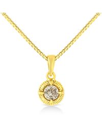 Haus of Brilliance - 14K Plated .925 Sterling 1/5 Cttw Brilliant Round Cut Diamond Solitaire Milgrain 18" Pendant Necklace (K-L Color, I2-I3 Clarity) - Lyst