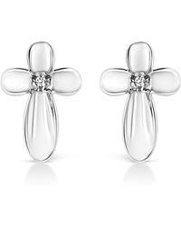 Haus of Brilliance - 925 Sterling Prong Set Diamond Accent Floral Cross Stud Earring (I-J Color, I1-I2 Clarity) - Lyst