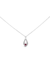 Haus of Brilliance - 925 Sterling Created Ruby And Sapphire Pear Shaped Pendant Necklace - Lyst