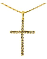 Haus of Brilliance - 14K Plated .925 Sterling 1/2 Cttw Champagne Diamond Cross Pendant Necklace (K-L Color, I1-I2 Clarity) - Lyst