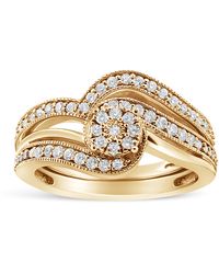 Haus of Brilliance - 14K Plated .925 Sterling 1/3Ct Cttw Multi-Diamond Bypass Vintage-Style Bridal Set Ring And Band (I-J Color, I3 Clarity) - Lyst