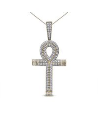 Haus of Brilliance - 10K 1 7/8 Cttw Round Diamond Ankh Cross Pendant Necklace For (H-I Color, Si1-Si2 Clarity) - Lyst