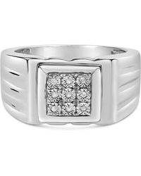 Haus of Brilliance - 925 Sterling Diamond Accent Miracle-Set 9 Stone Ridged Band Gentlemen's Fashion Ring (I-J Color, I3 Clarity) - Lyst