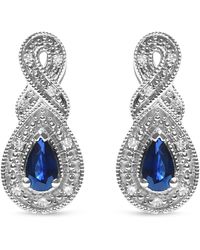 Haus of Brilliance - 925 Sterling 4.5 X 3Mm Pear Sapphire Gemstone And Diamond Accent Infinity Drop Stud Earrings (H-I Color, Si1-Si2 Clarity) - Lyst
