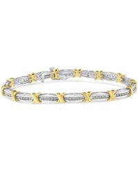 Haus of Brilliance - Two-Tone 10K Over .925 Sterling 1.0 Cttw Diamond Channel Set Tapered & X-Link 7" Tennis Bracelet (H-I Color, I2-I3 Clarity) - Lyst