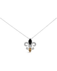 Haus of Brilliance - 925 Sterling Marquise Onyx And Citrine And Diamond Accent Fleur De Lis Pendant Necklace (H-I Color, Si1-Si2 Clarity) - Lyst