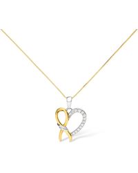Haus of Brilliance - 10K Plated .925 Sterling 1/5 Cttw Diamond Ribbon Heart Pendant Necklace (H-I Color, I2-I3 Clarity) - Lyst