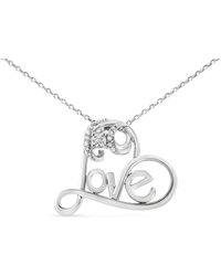 Haus of Brilliance - 925 Sterling 1/10 Cttw Round Brilliant-Cut Diamond Accented Open Heart With Love 18" Pendant Necklace (H-I Color, I1-I2 Clarity) - Lyst