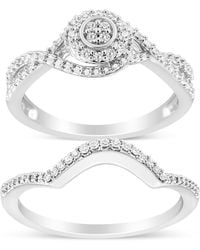 Haus of Brilliance - 925 Sterling 1/6 Cttw Diamond Composite Halo And Split Shank Bridal Set Ring And Band (I-J Color, I3 Clarity) - Lyst