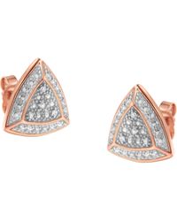 Haus of Brilliance - 14K Over .925 Sterling Diamond-Accented Trillion Shaped 4-Stone Halo-Style Stud Earrings (H-I Color, I2-I3 Clarity) - Lyst