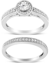Haus of Brilliance - 925 Sterling 1/2 Ctw Diamond Halo And Milgrain Engagement Ring Bridal Set (I-J Color, I3 Clarity) - Lyst